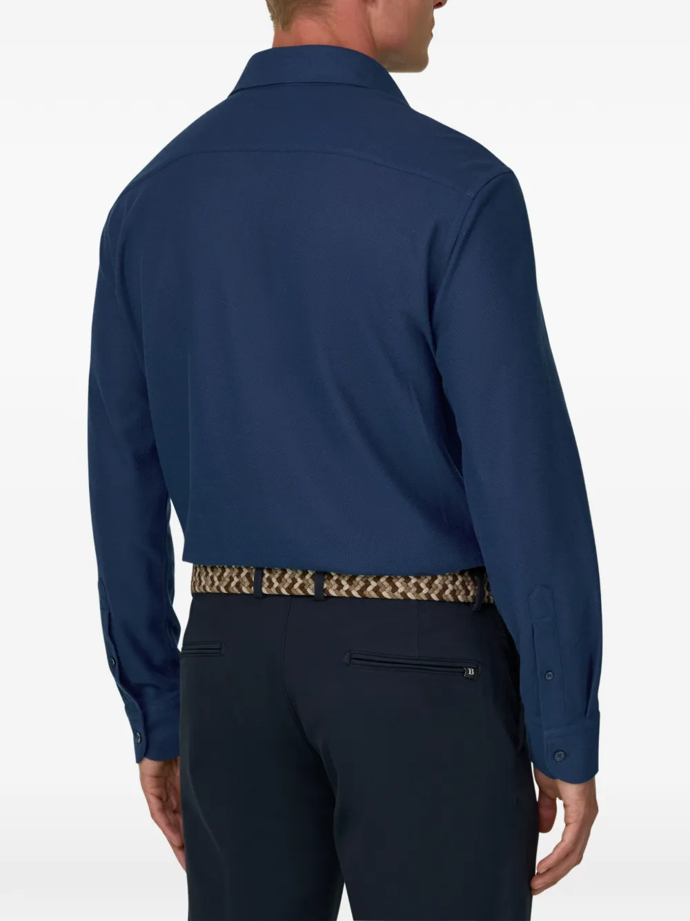 Boggi Milano Sakura poloshirt van Japans jersey Blauw