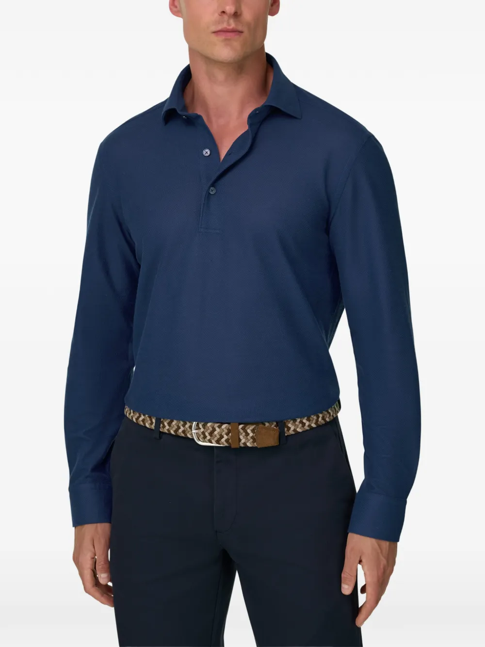 Boggi Milano Sakura poloshirt van Japans jersey Blauw