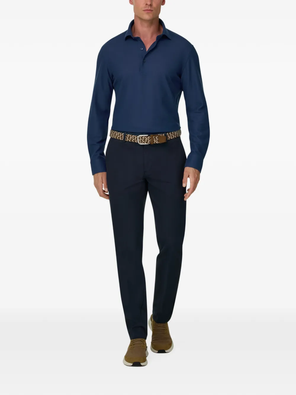 Boggi Milano Sakura poloshirt van Japans jersey Blauw