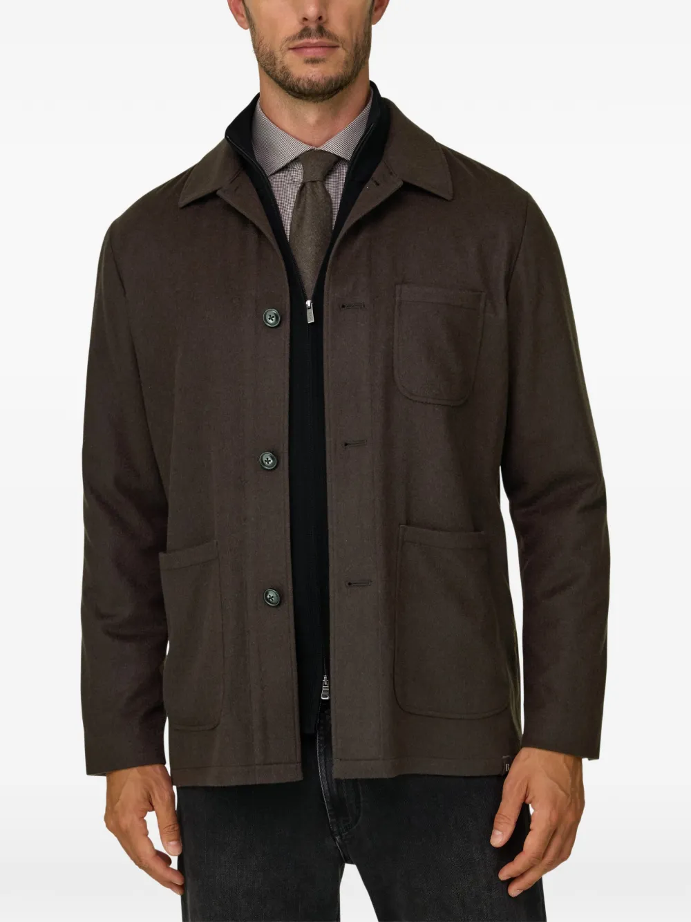 Boggi Milano Trade shirtjack van kasjmier Bruin