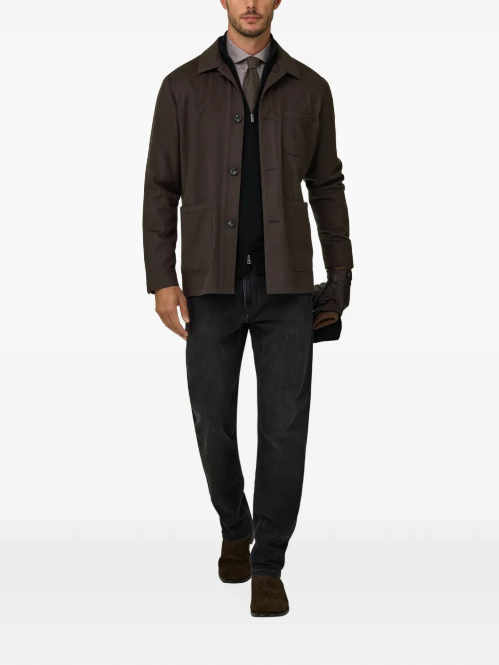 Boggi Milano Trade shirtjack van kasjmier Bruin