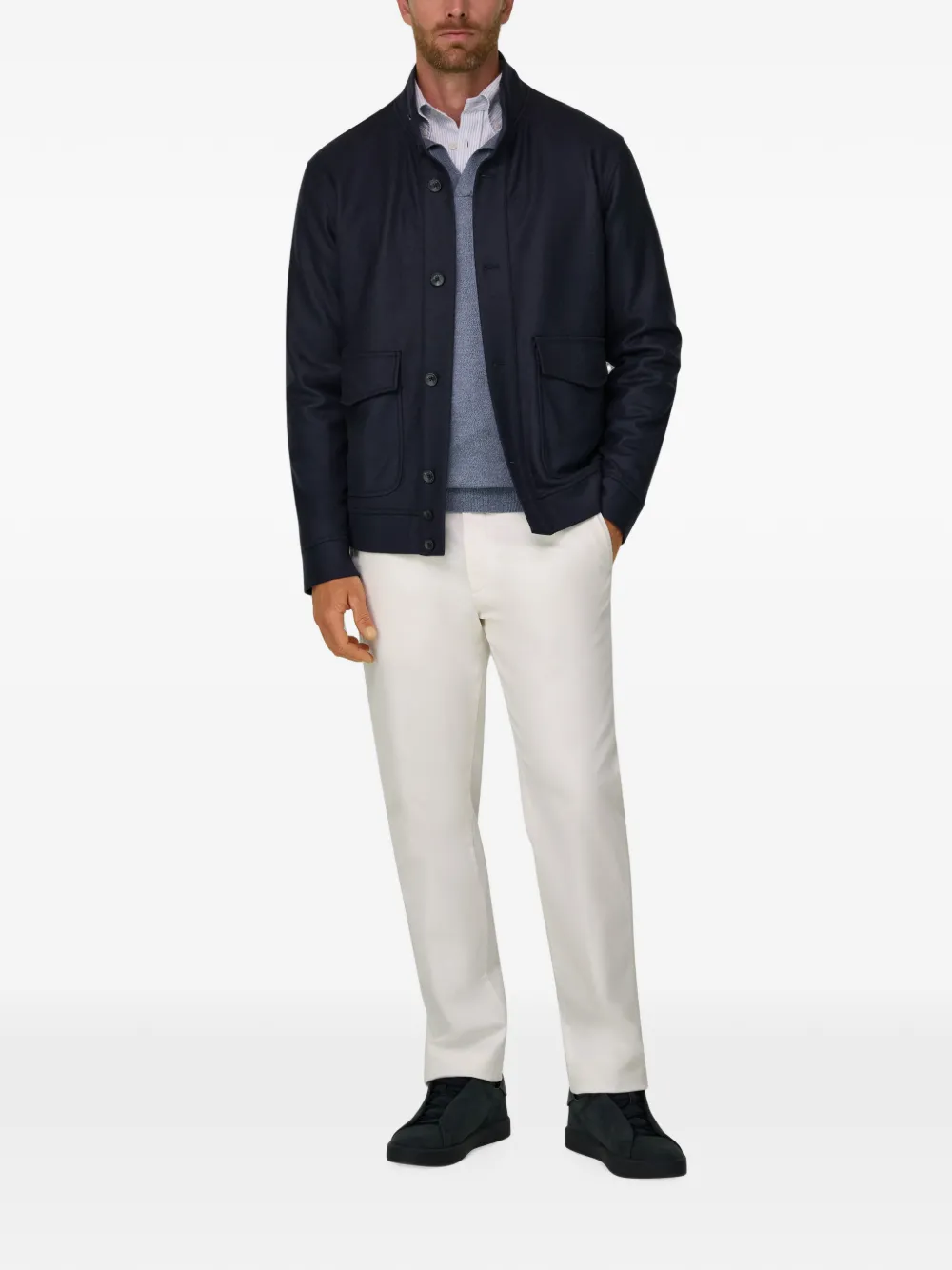 Boggi Milano Bomberjack van wol Blauw