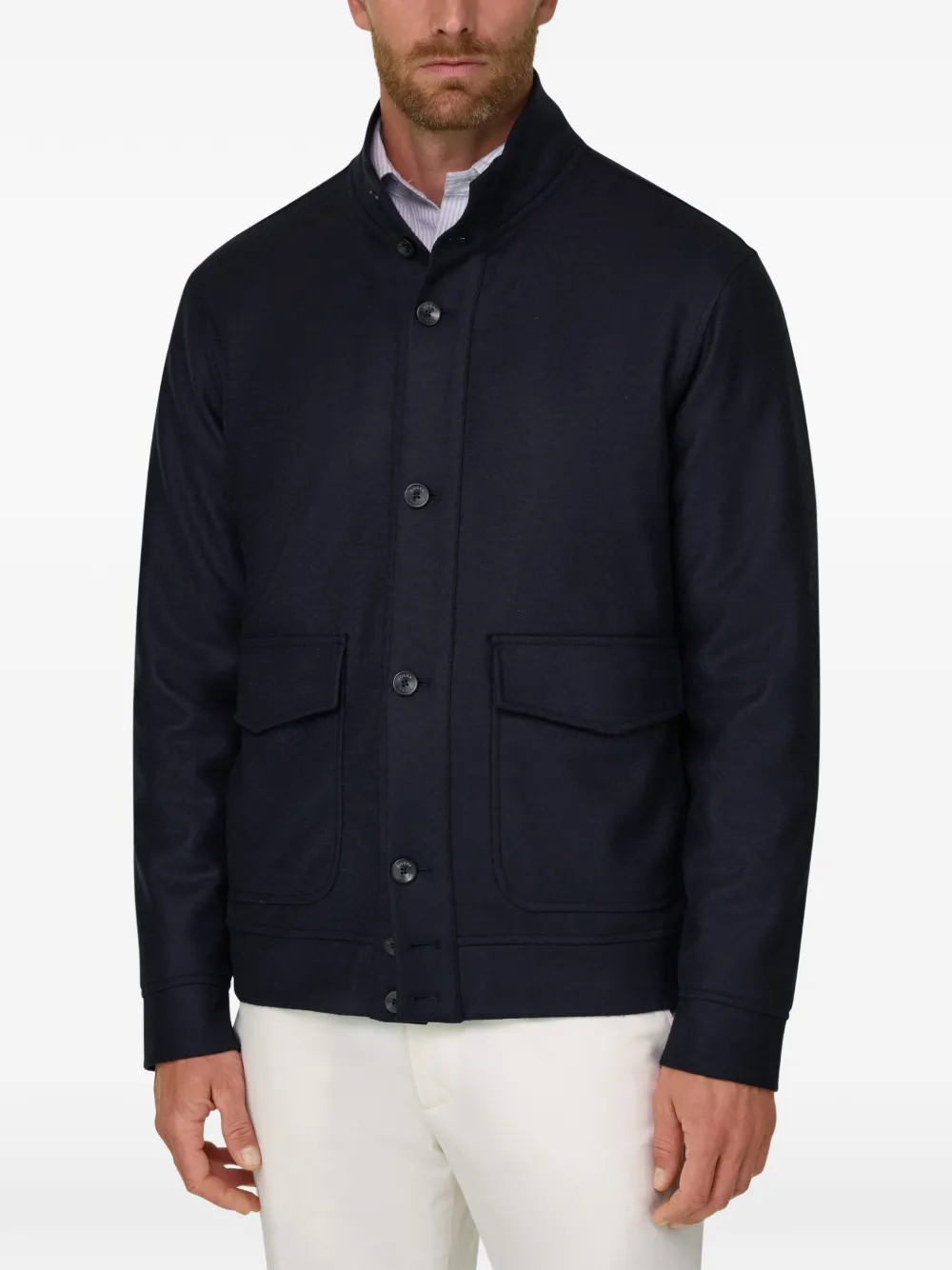 Boggi Milano Bomberjack van wol Blauw