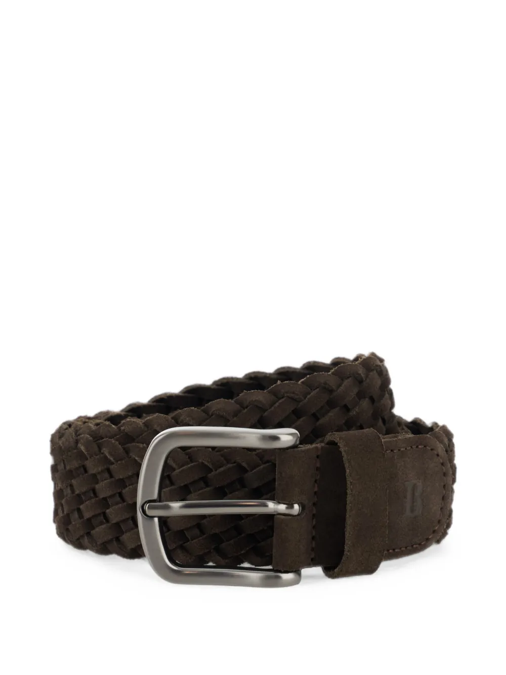 Boggi Milano belt in woven suede leather - Marrone