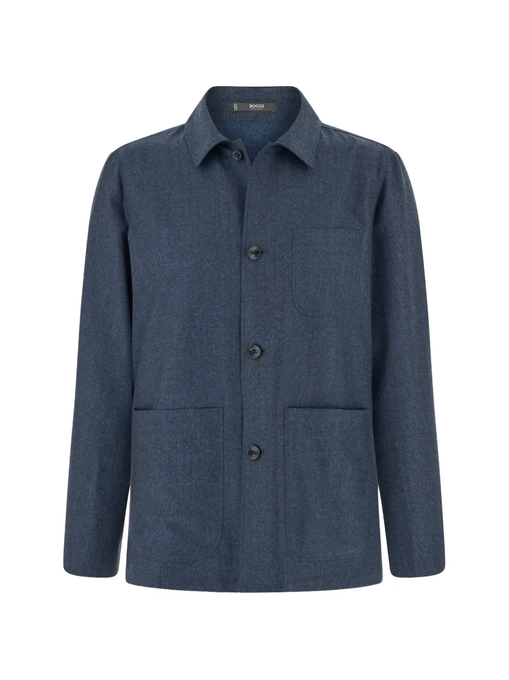 Boggi Milano shacket in wool flannel mélange - Blu