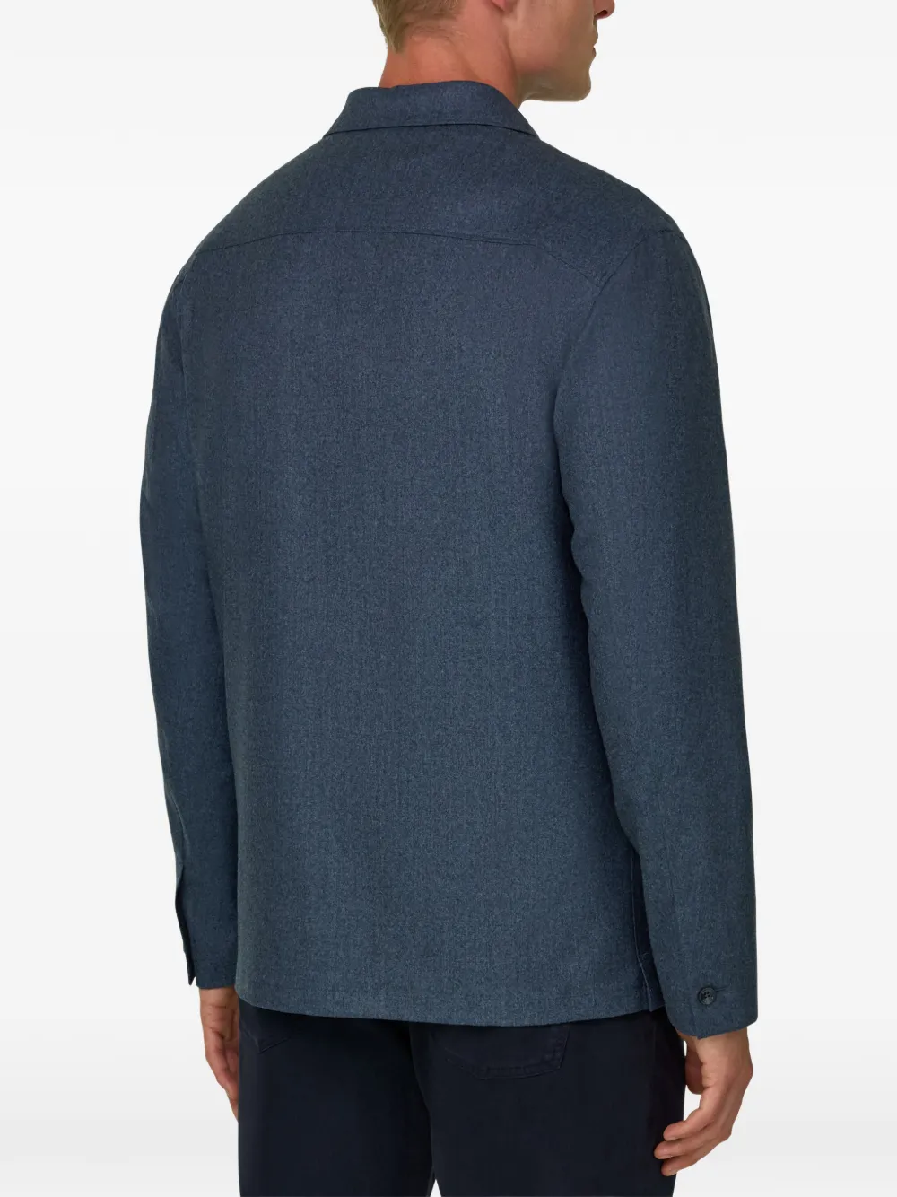 Boggi Milano Shirtjack van wol flanellen mélange Blauw