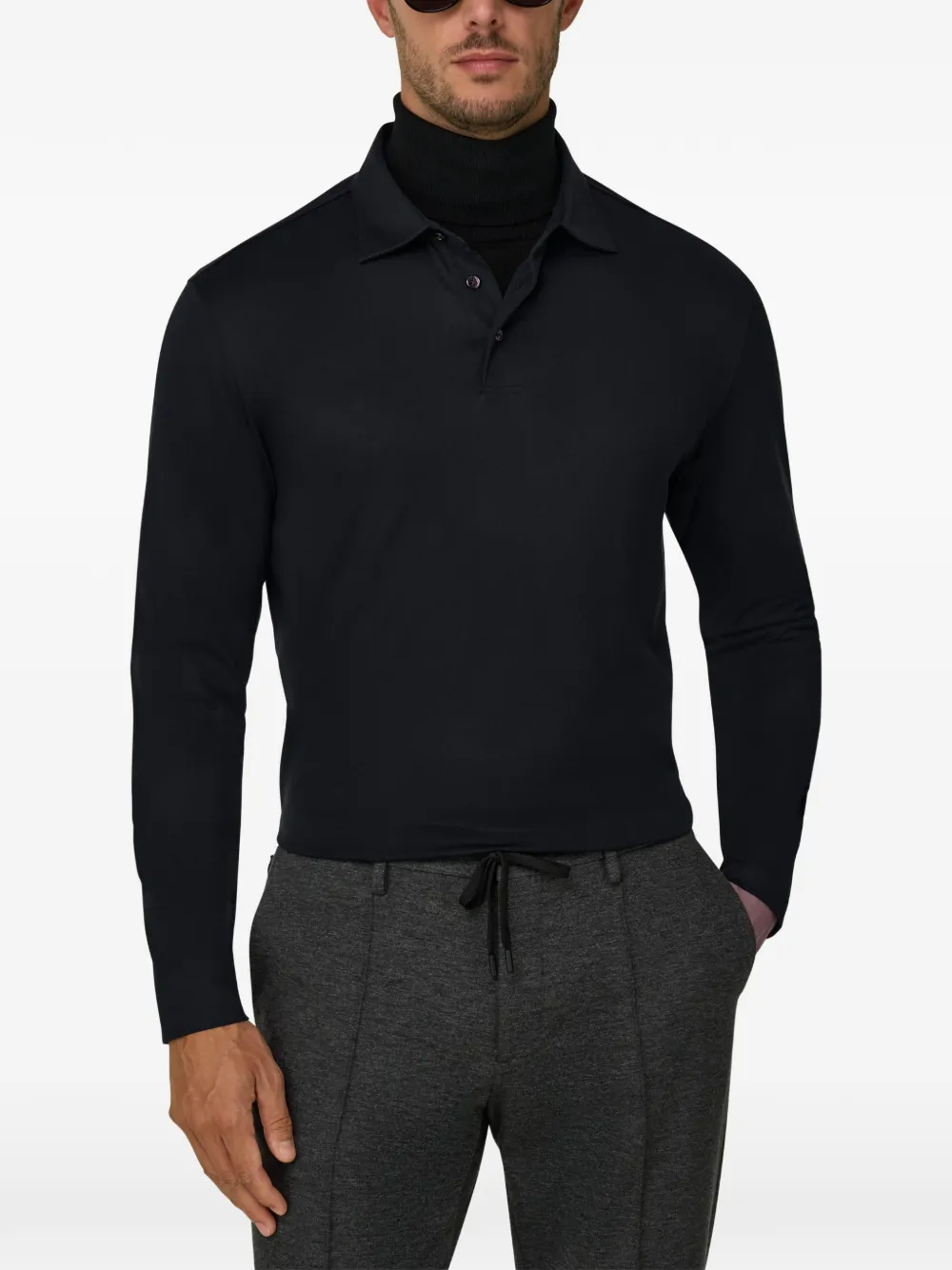 Boggi Milano Poloshirt van katoen en zijde-jersey Zwart
