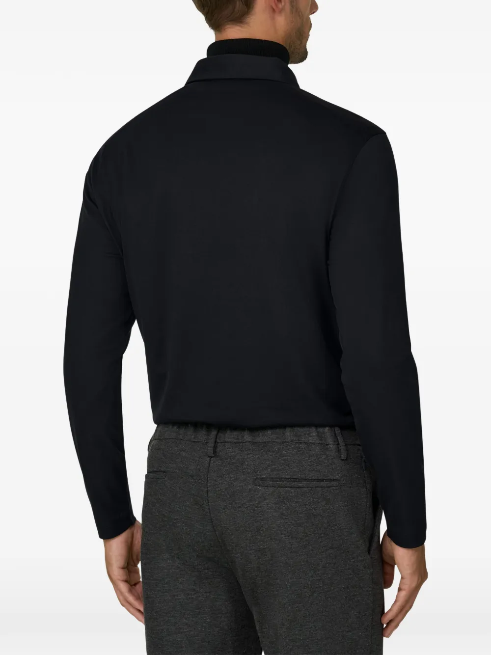 Boggi Milano Poloshirt van katoen en zijde-jersey Zwart