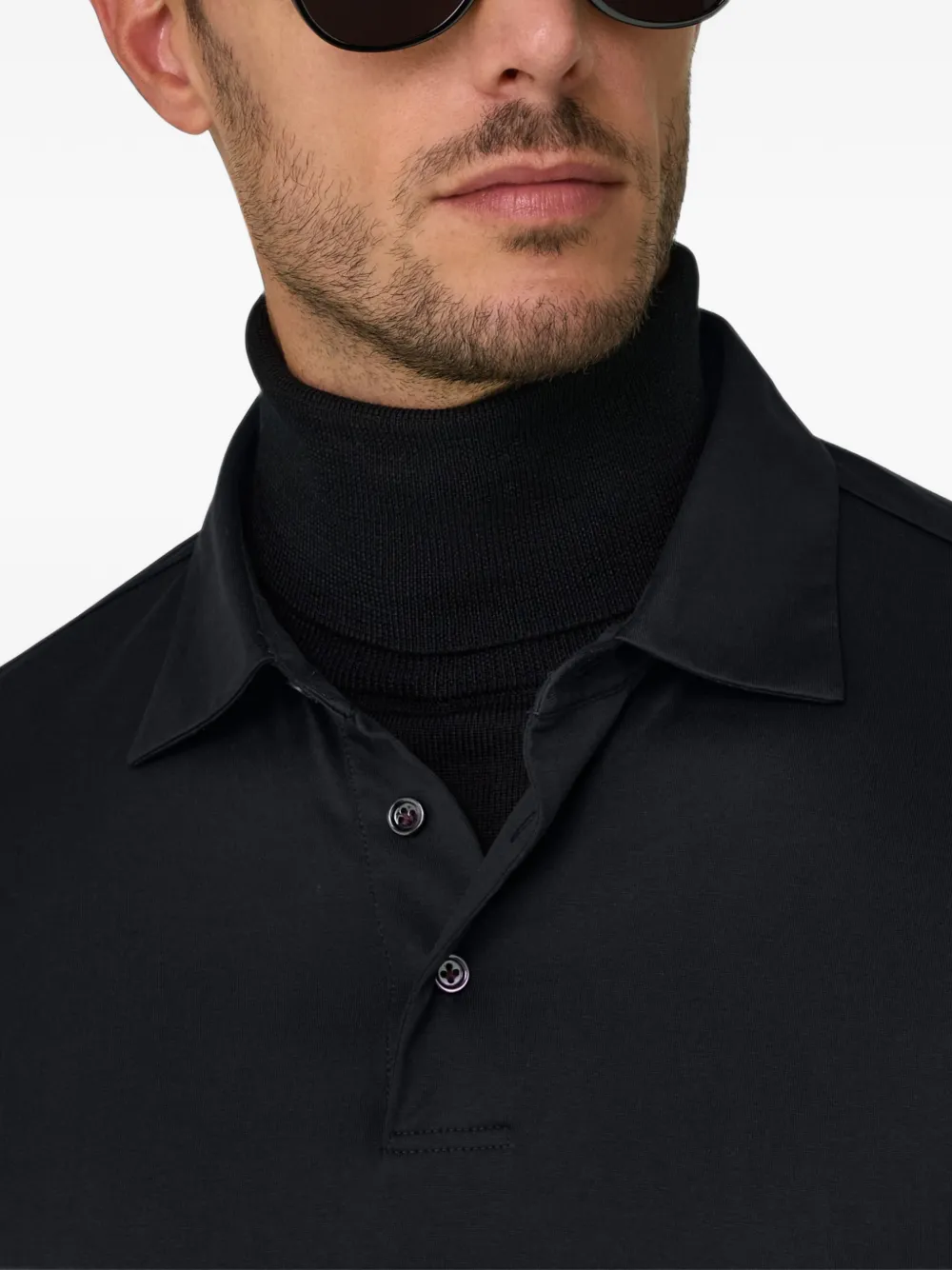 Boggi Milano Poloshirt van katoen en zijde-jersey Zwart