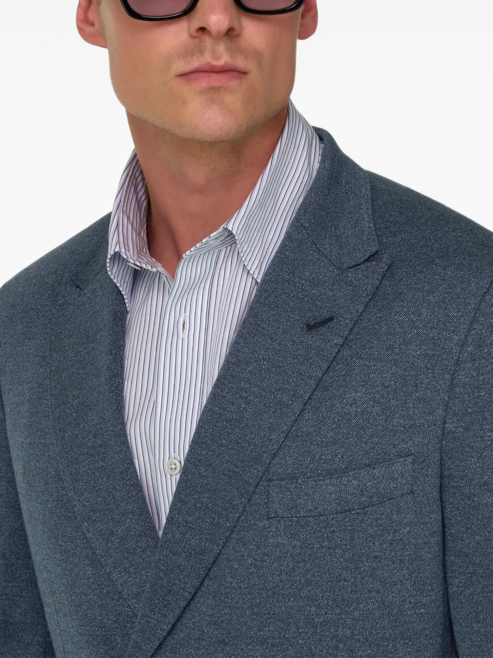 Boggi Milano Brooklyn blazer met dubbele rij knopen en micro-patroon van katoen en wol Blauw