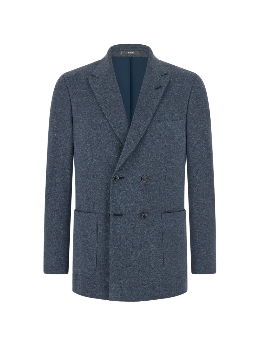 Boggi Milano Brooklyn | double-breasted micro patterned blazer in cotton and wool - Blu
