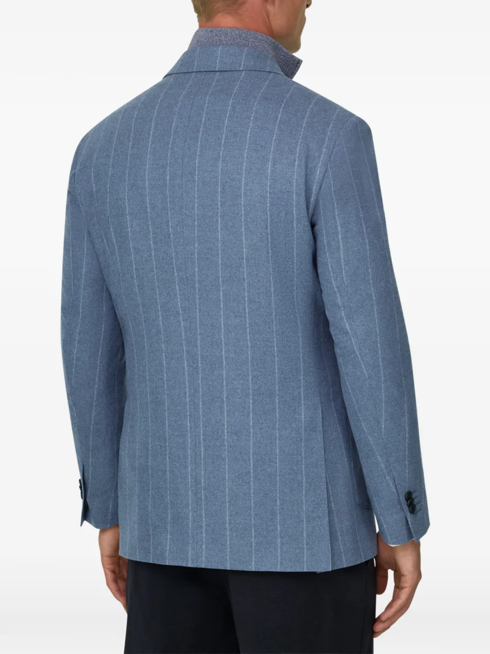Boggi Milano Blazer van wol-zijdeblend met krijtstreep Blauw