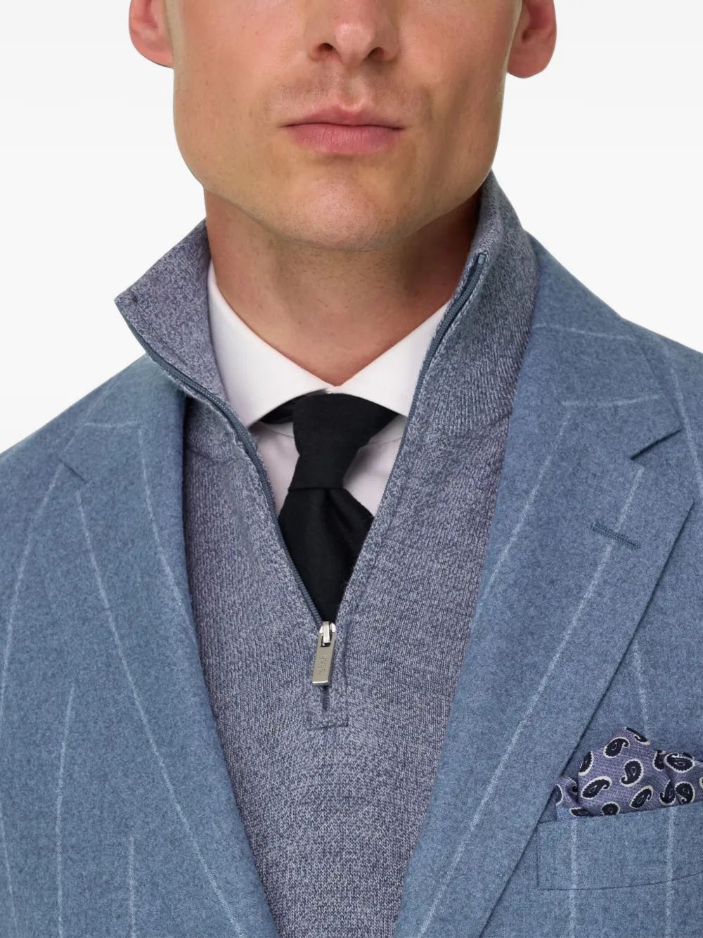 Boggi Milano Blazer van wol-zijdeblend met krijtstreep Blauw