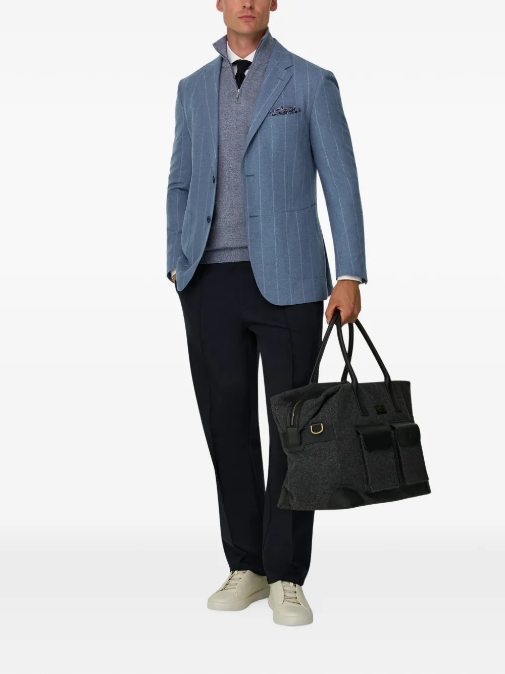 Boggi Milano Blazer van wol-zijdeblend met krijtstreep Blauw
