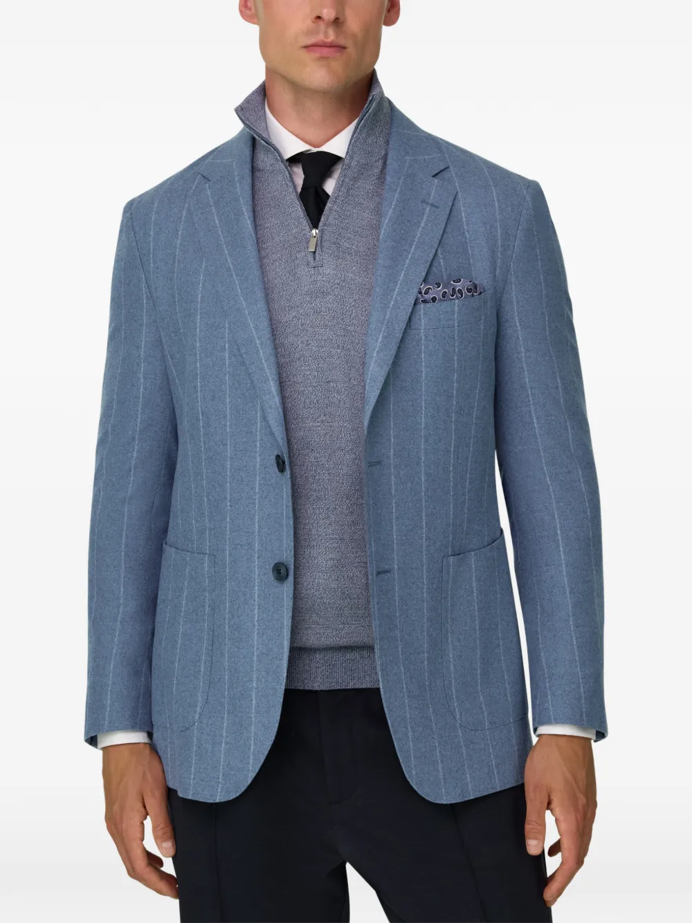 Boggi Milano Blazer van wol-zijdeblend met krijtstreep Blauw