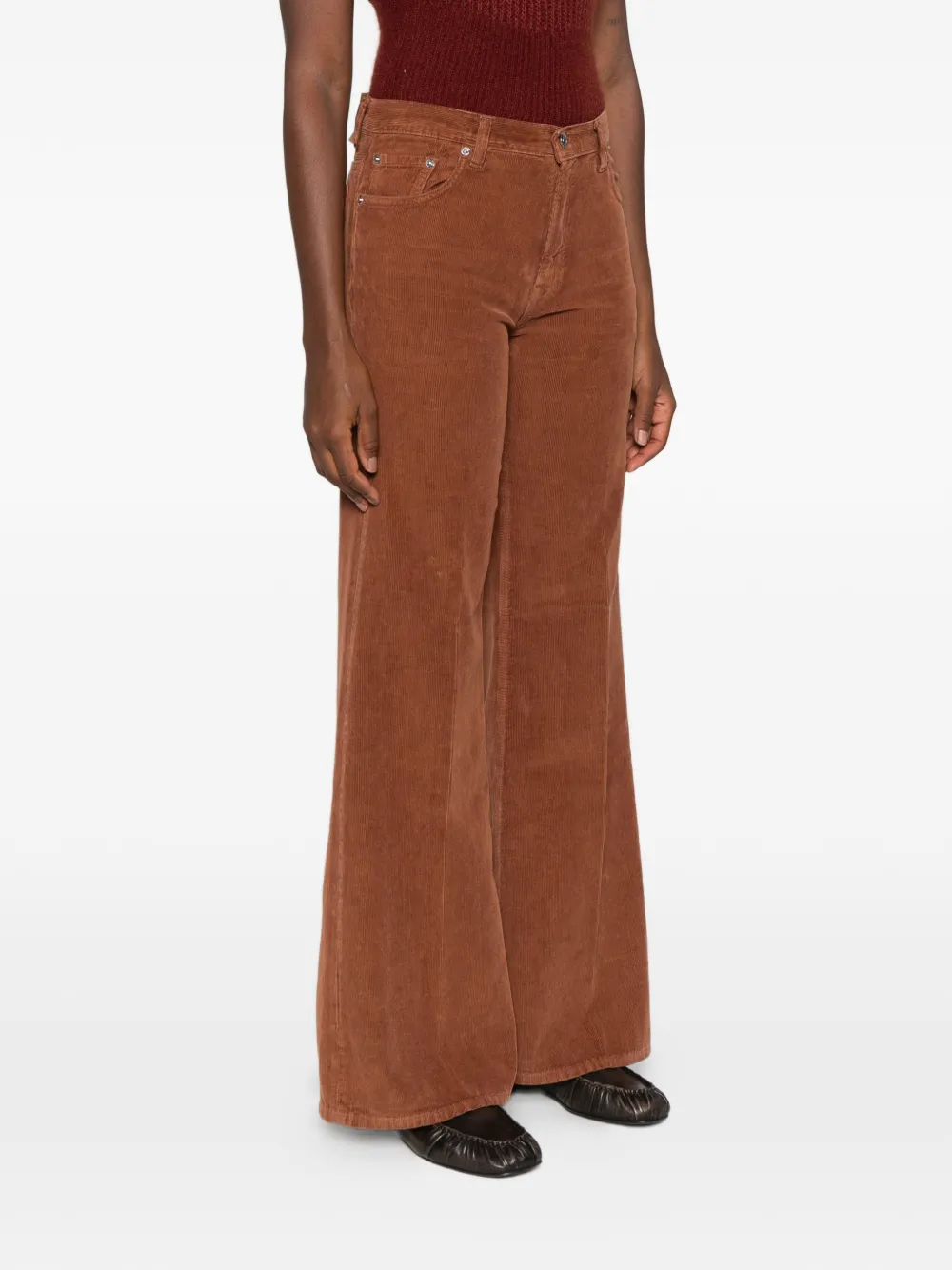 Haikure Clara corduroy-velvet jeans Bruin