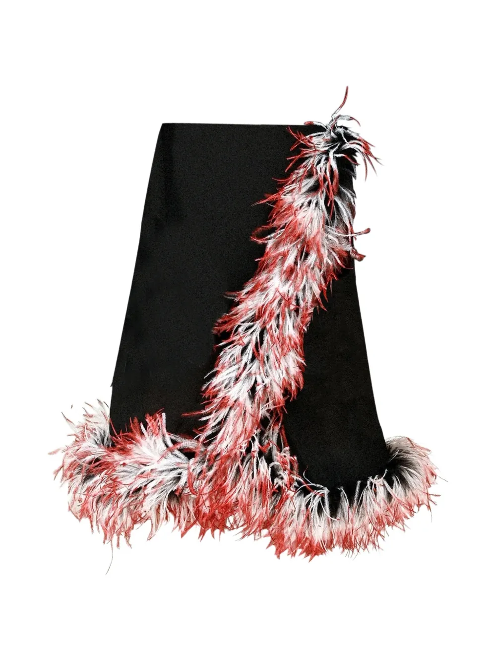 Rowen Rose Gonna midi con piume - Nero