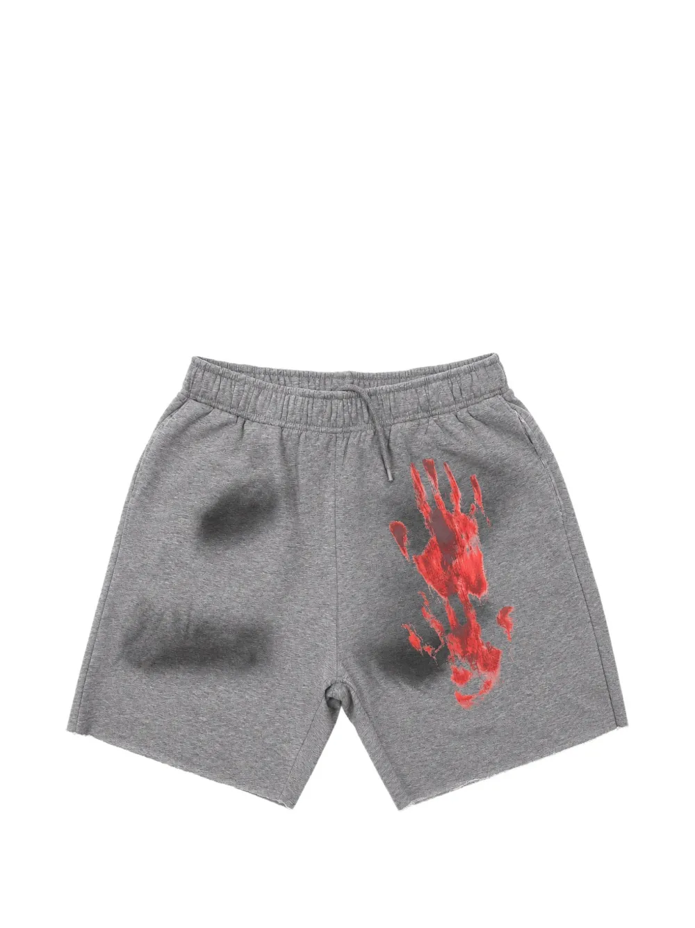 WARMAN hand-print raw-cut shorts
