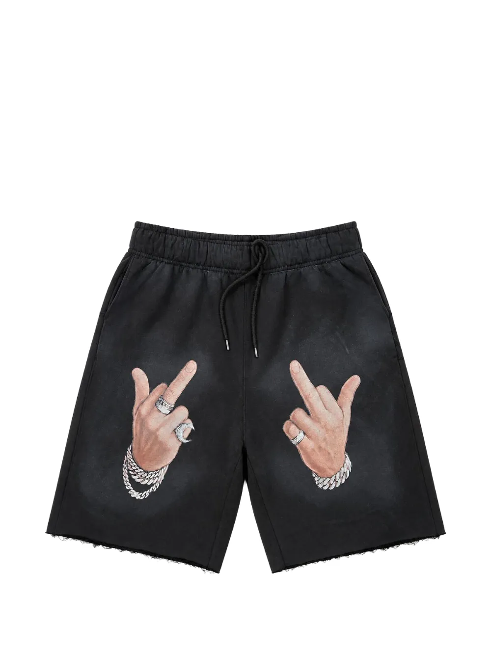 WARMAN graphic-print raw-cut shorts - Nero