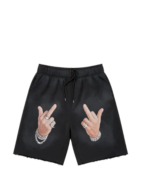 WARMAN graphic-print raw-cut shorts