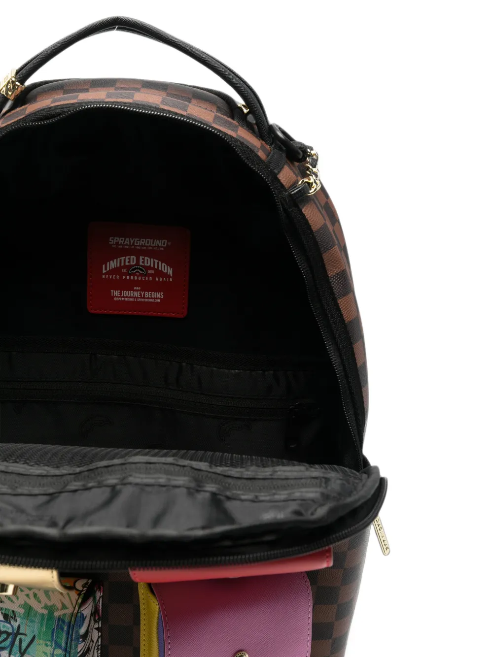 Sprayground Geruite rugzak met ketting Bruin