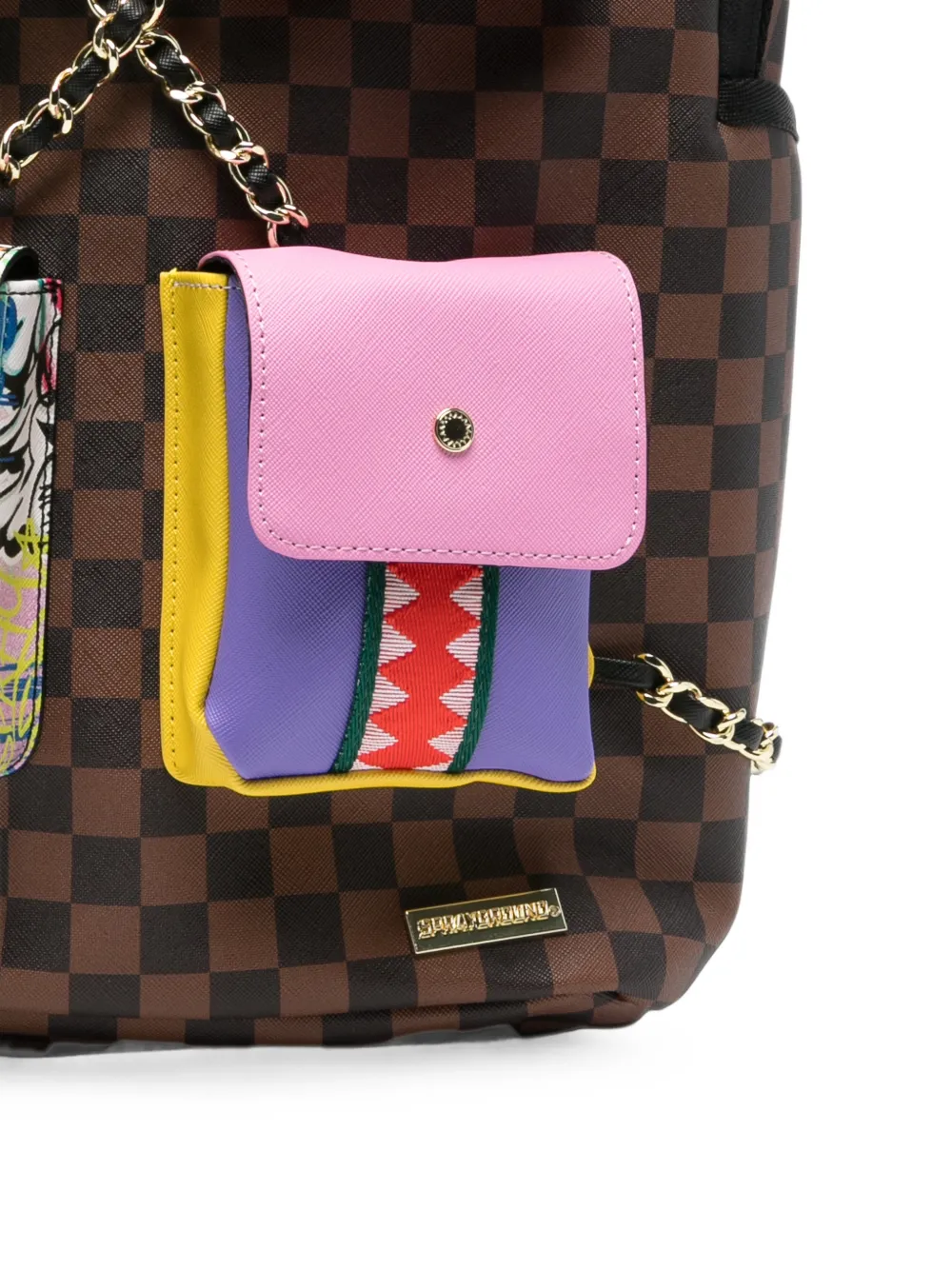 Sprayground Geruite rugzak met ketting Bruin