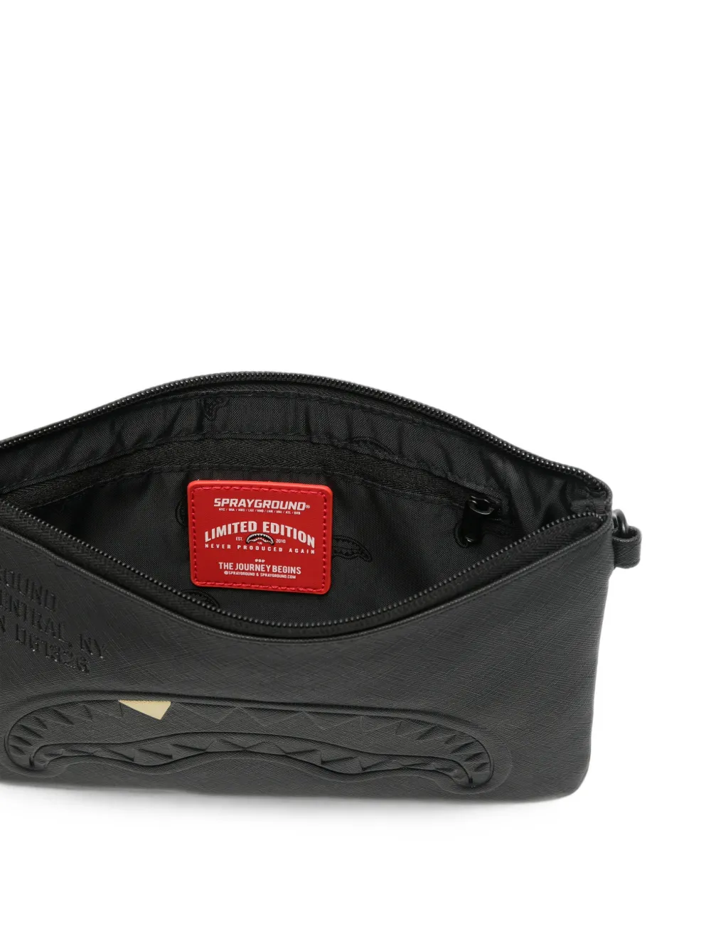 Sprayground Shark Mouth clutch met reliëf Zwart