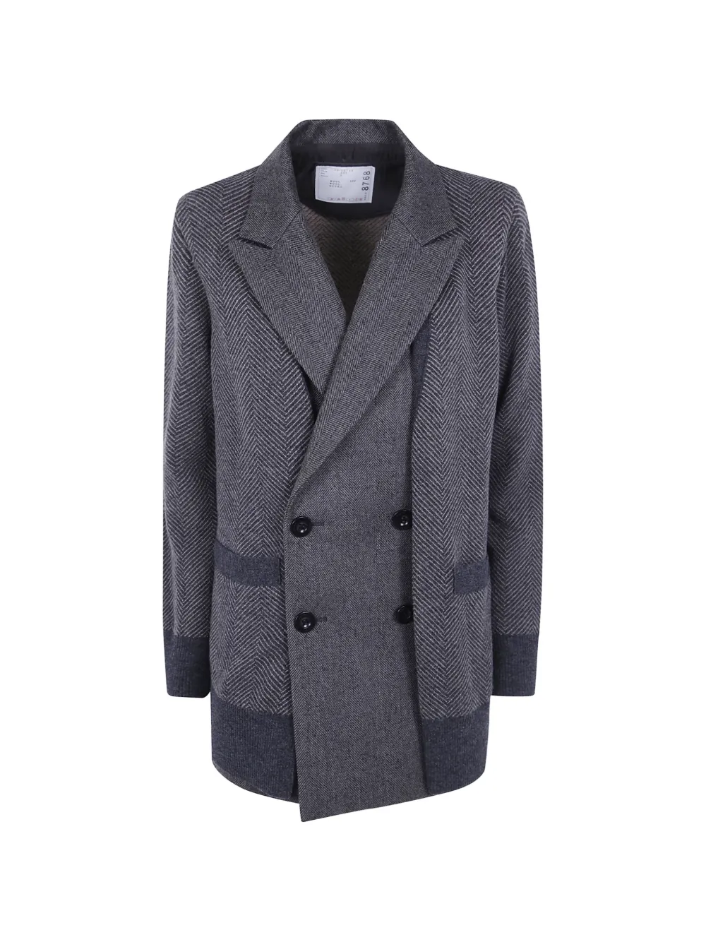 sacai herringbone-knit double-breasted blazer