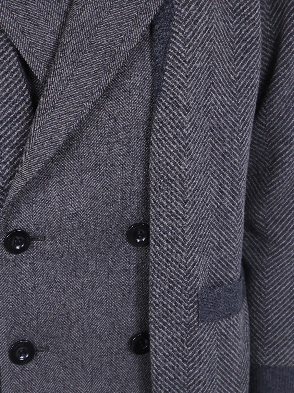 sacai Gebreide blazer met dubbele rij knopen en visgraat-patroon Grijs