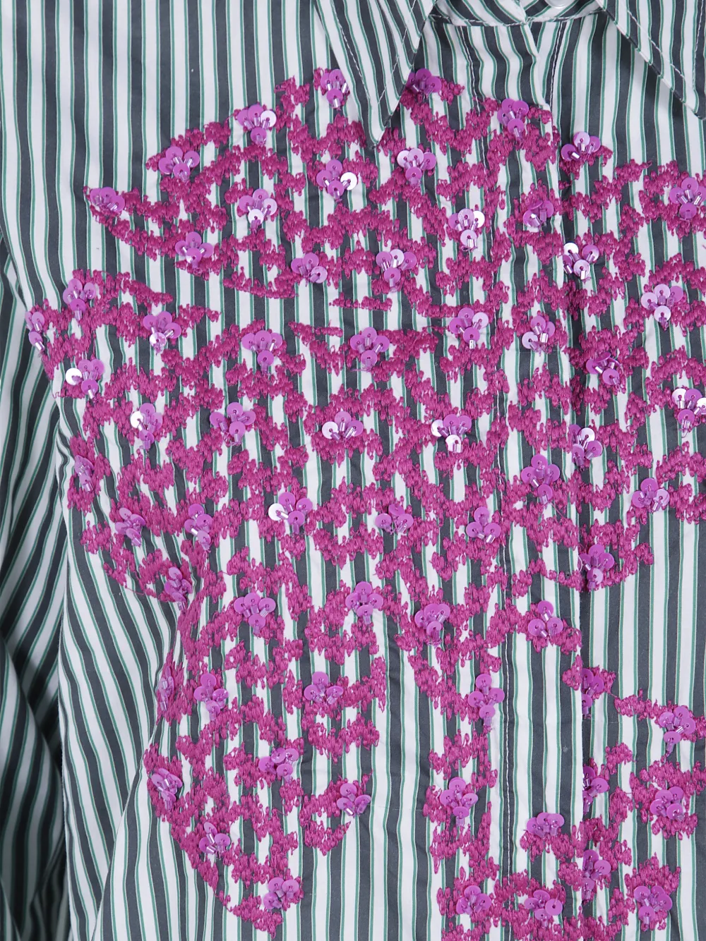 Essentiel Antwerp Kdot gestreepte blouse verfraaid met pailletten Wit