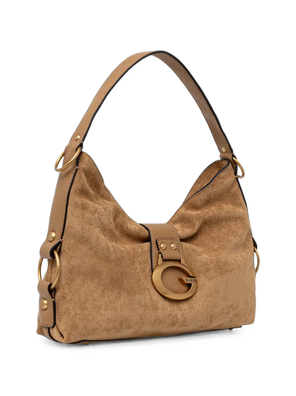 GUESS USA Camden suède shopper met logo-plakkaat Bruin