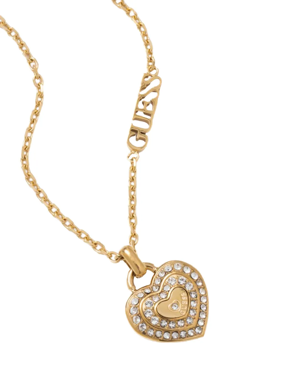 GUESS USA crystal-embellished heart-pendant necklace - Oro