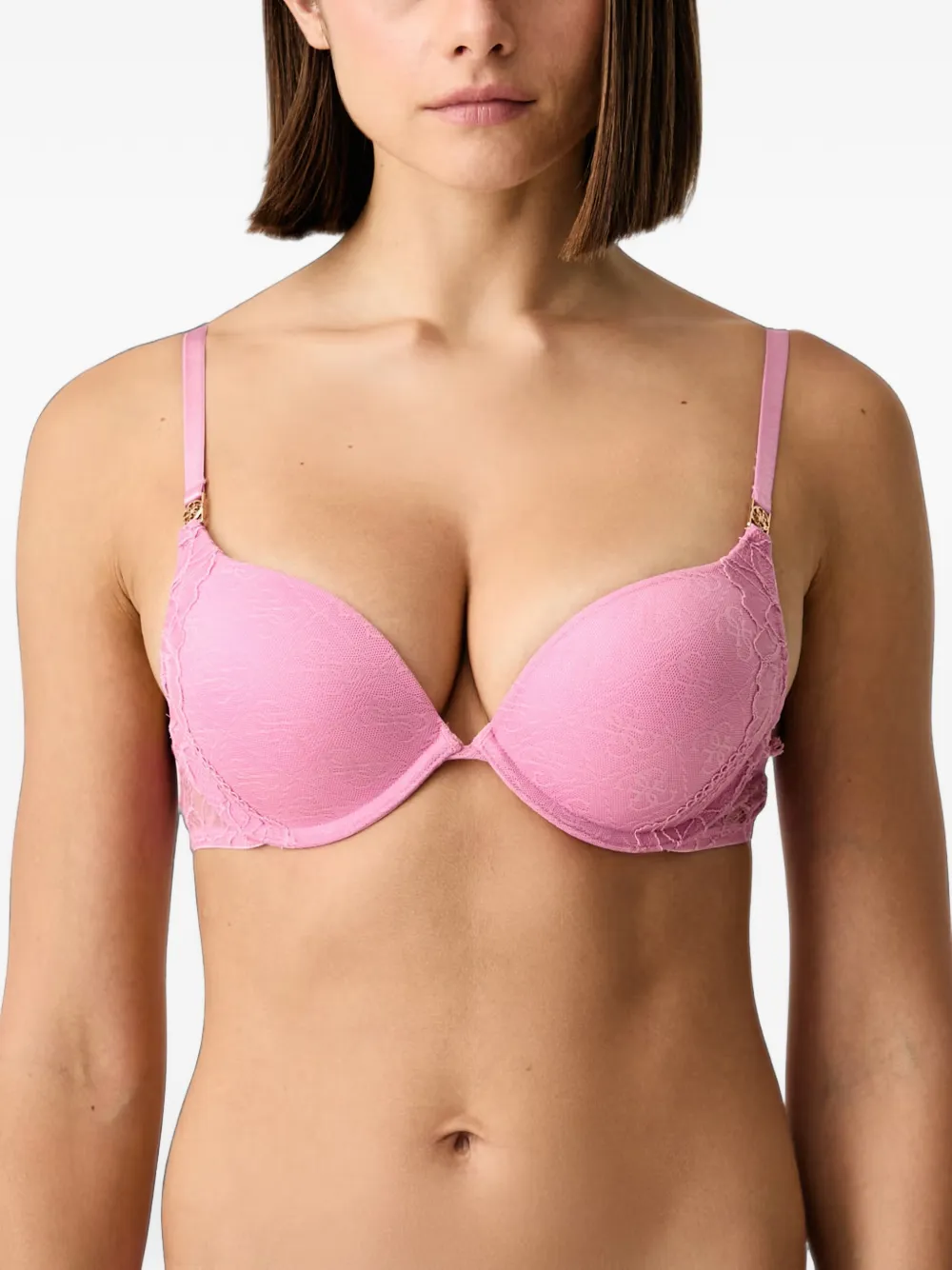 GUESS USA lace-overlay push-up bra - Rosa