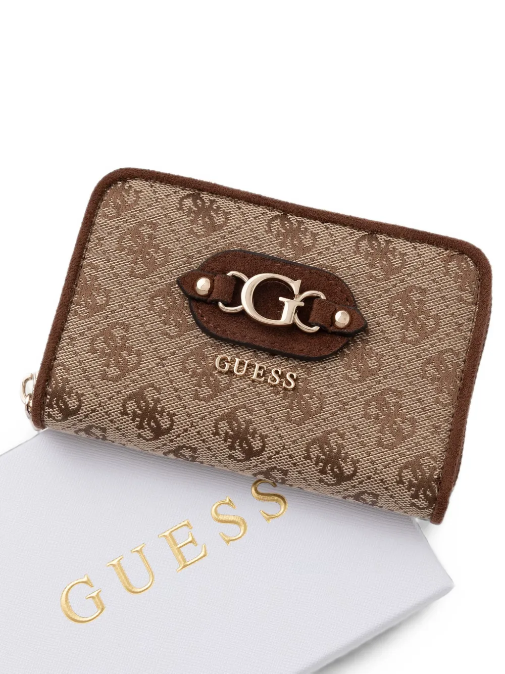 GUESS USA Samantha portemonnee met logo-print en rits Beige