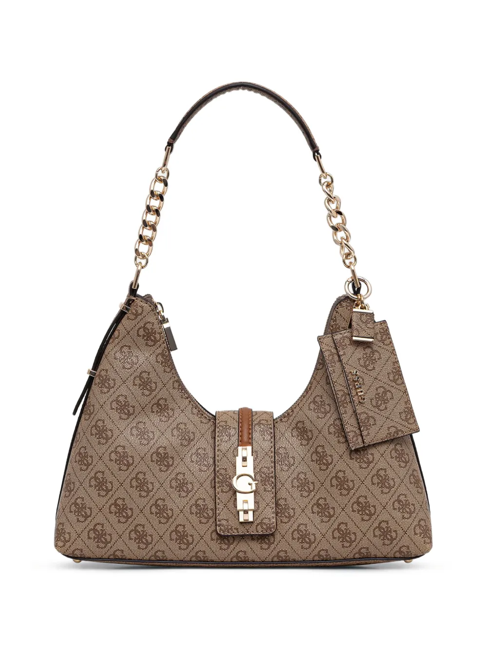 GUESS USA Yvonne logo-monogram chain-link tote bag - Braun