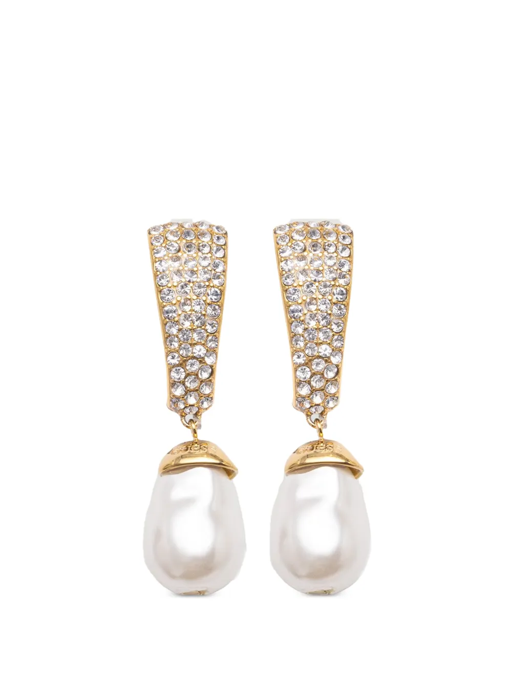 GUESS USA Pearly crystal-embellished drop earrings - Gold