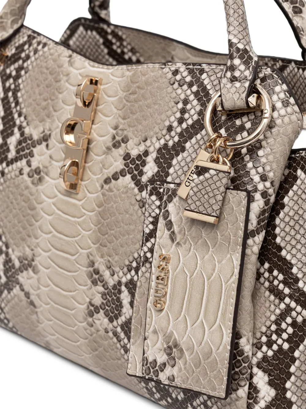 GUESS USA Yvonne shopper met reptieleneffect Beige