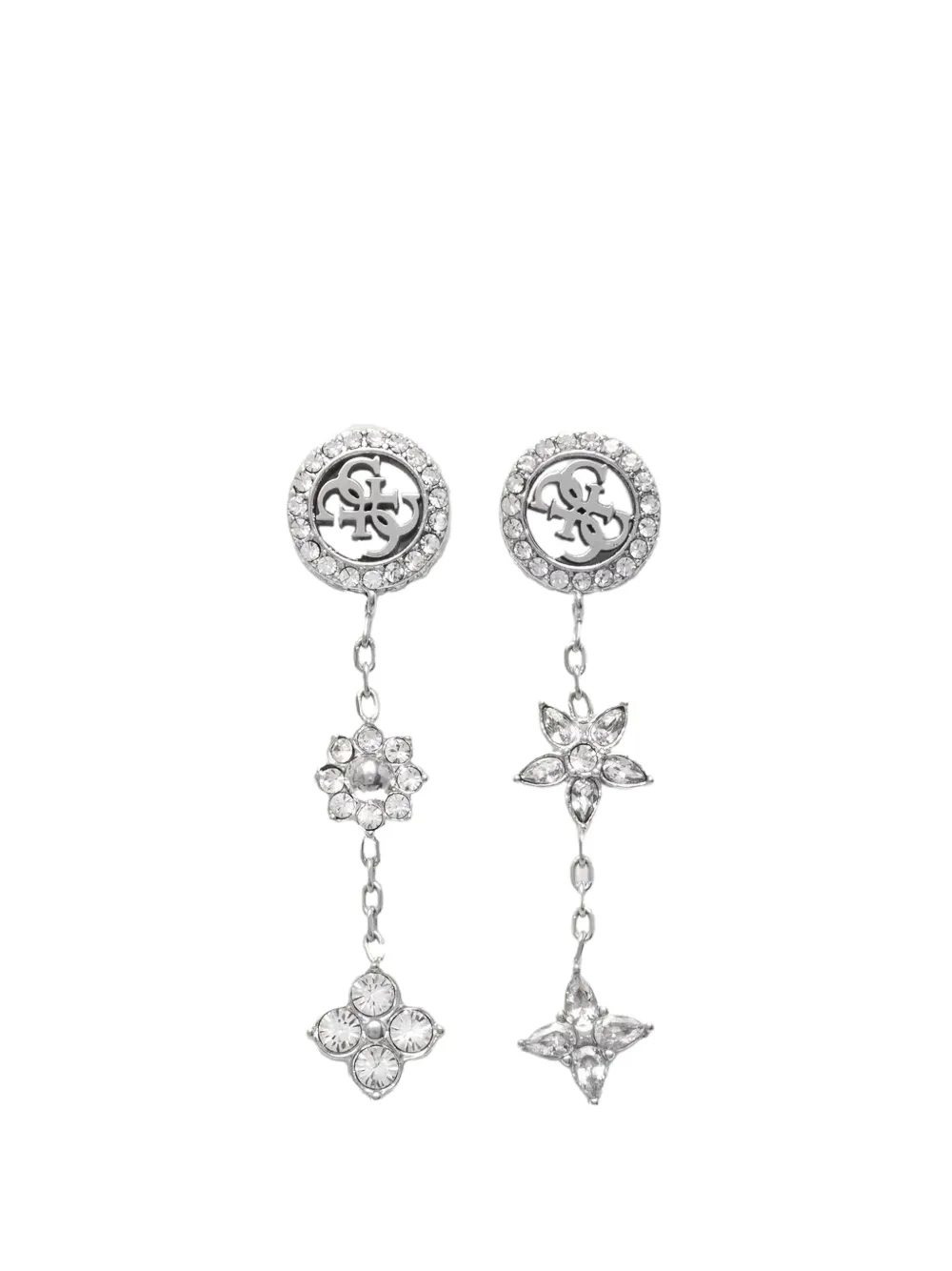 GUESS USA crystal-embellished floral drop earrings - Silber