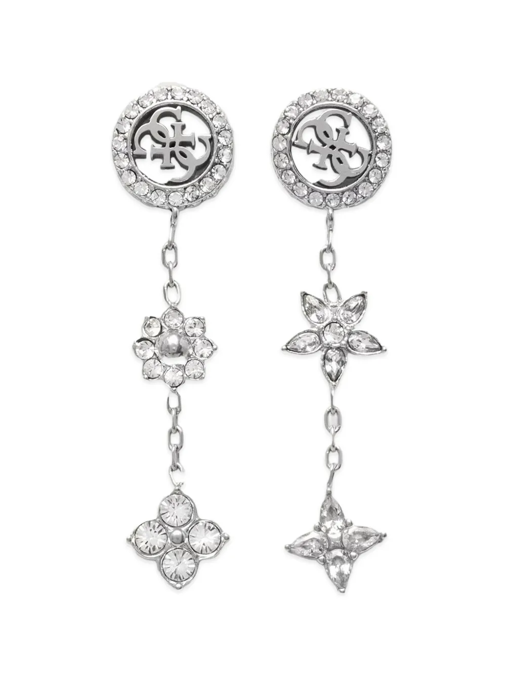 GUESS USA crystal-embellished floral drop earrings - Argento