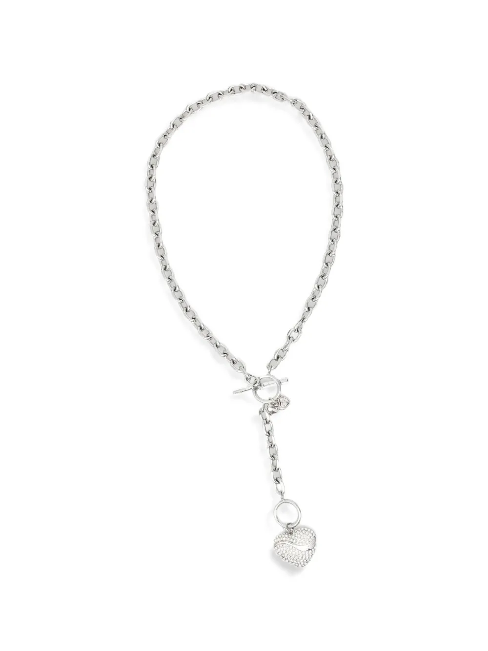 GUESS USA crystal-embellished heart-pendant necklace - Argento