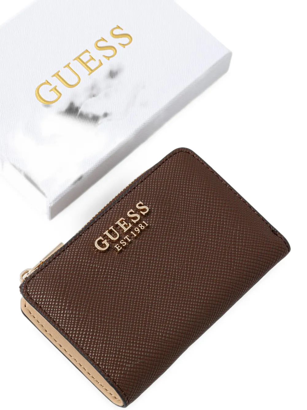 GUESS USA Danielle opvouwbare portemonnee met logo-plakkaat Bruin