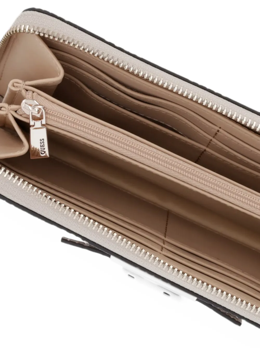 GUESS USA Carmella logo-debossed zip-around wallet Beige