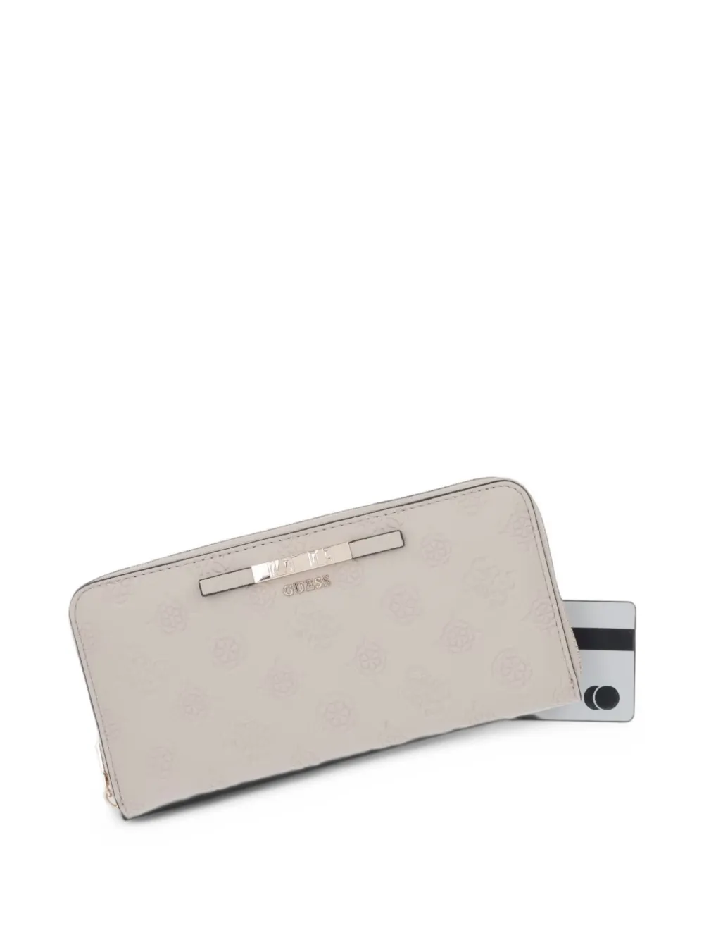 GUESS USA Carmella logo-debossed zip-around wallet Beige