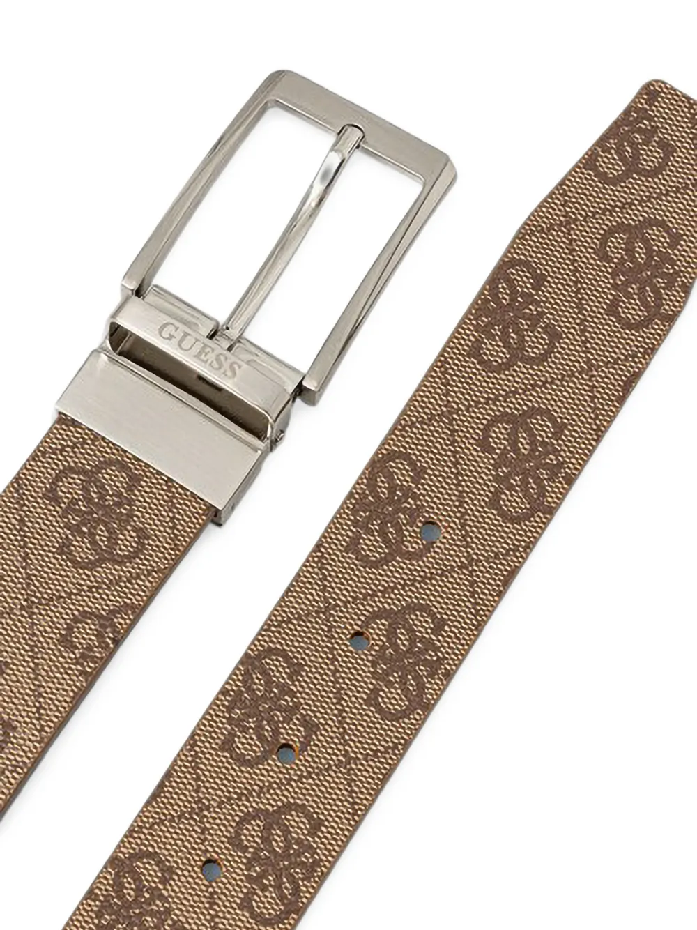 GUESS USA Bucharest omkeerbare logo-print riem Beige