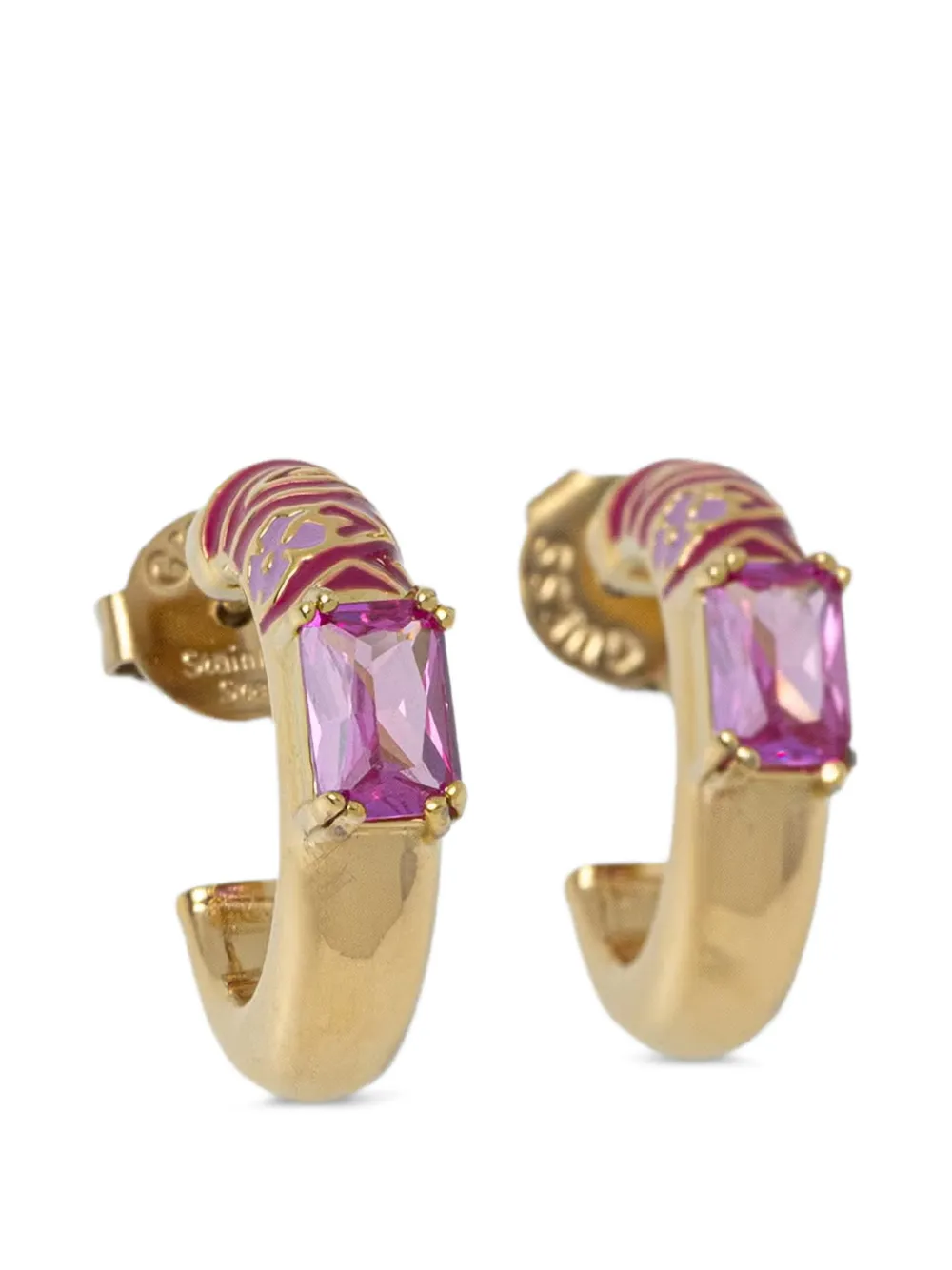 GUESS USA gold sakura enamel hoop earrings - Oro