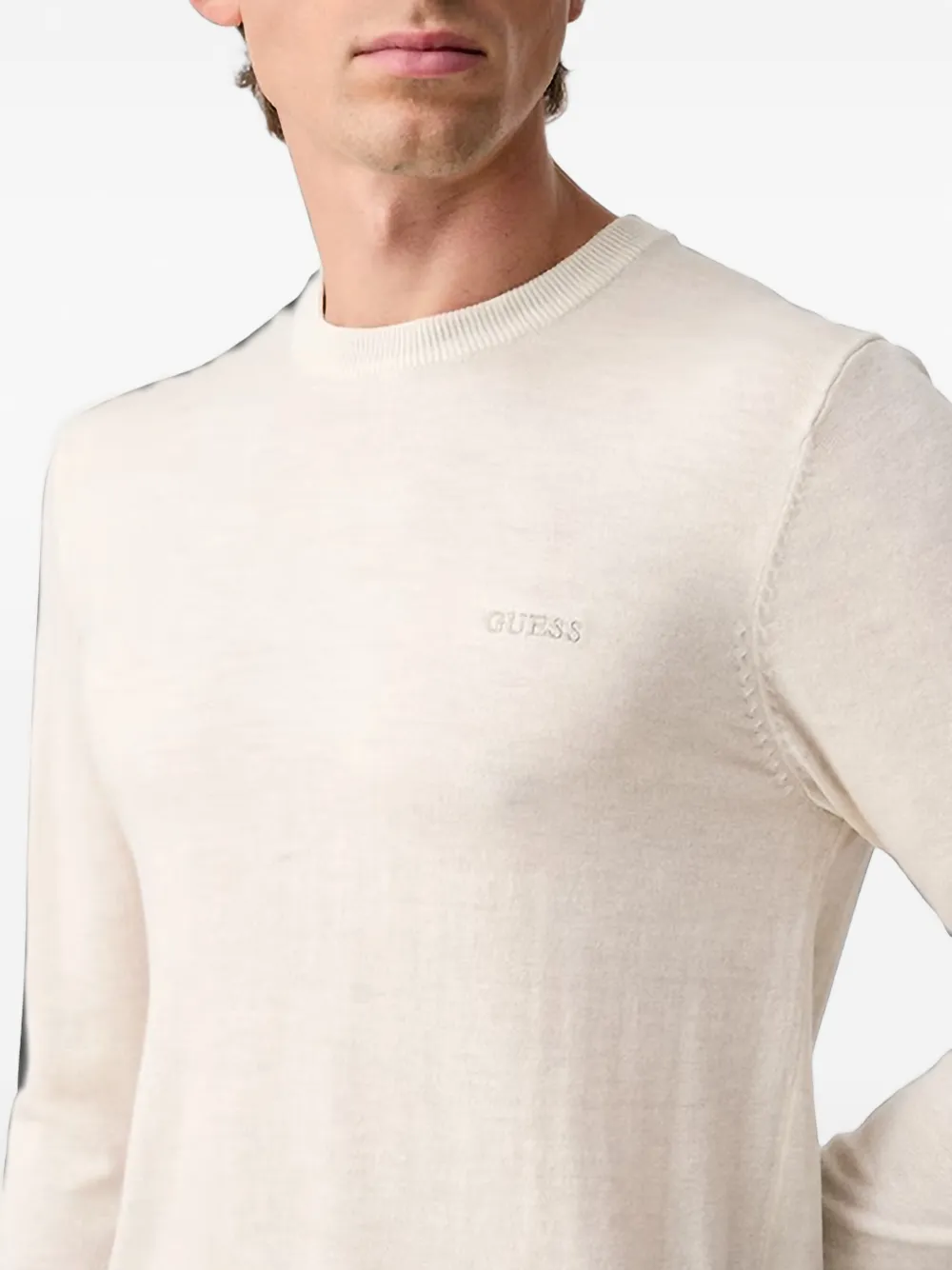 GUESS USA T-shirt met geborduurd logo en ronde hals Beige