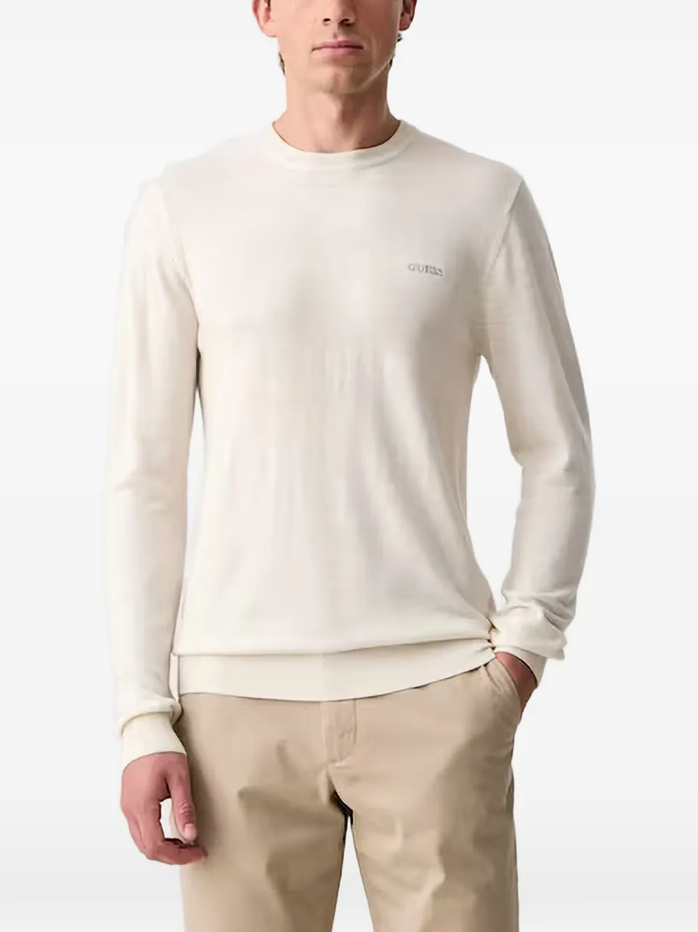 GUESS USA logo-embroidered crew-neck t-shirt - Tons neutres