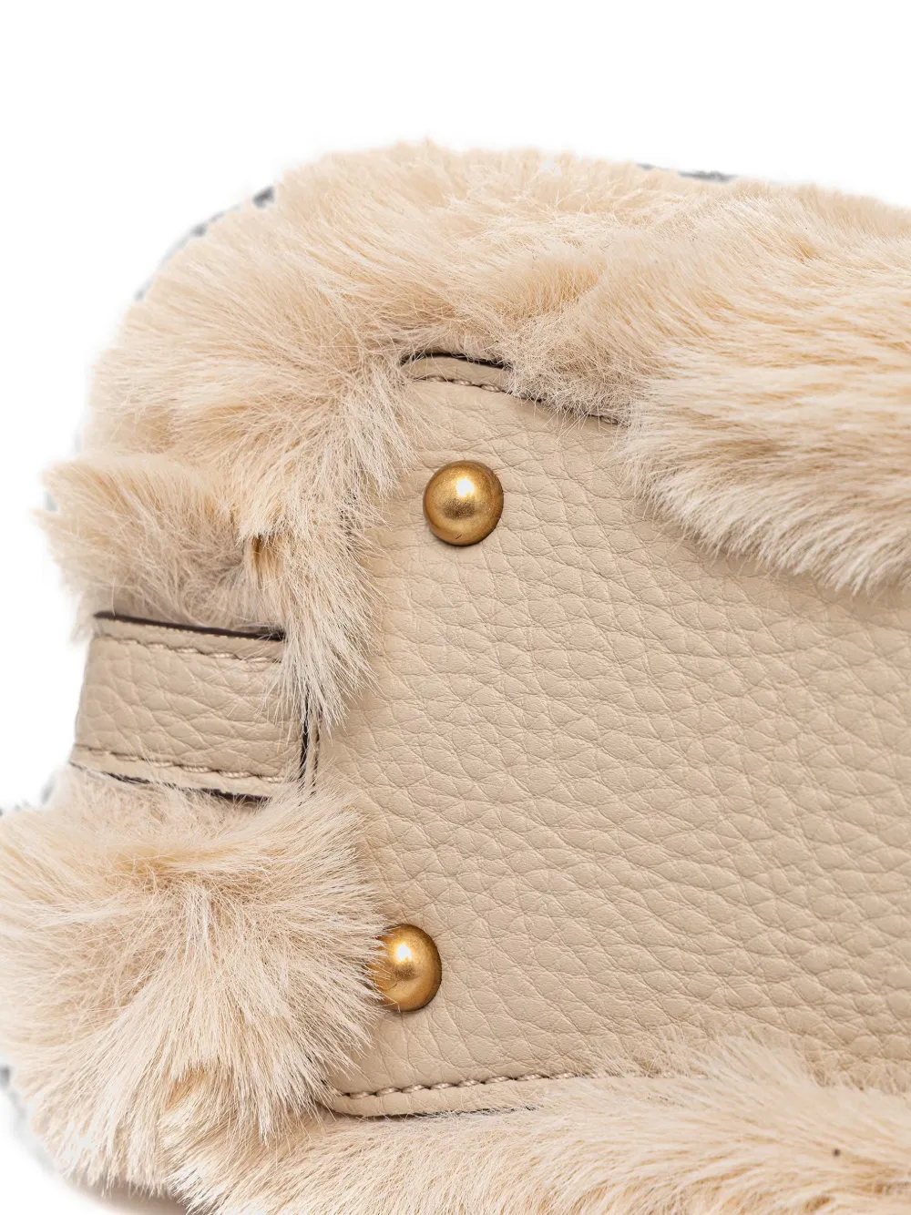 GUESS USA Camden mini faux fur shoulder bag Beige