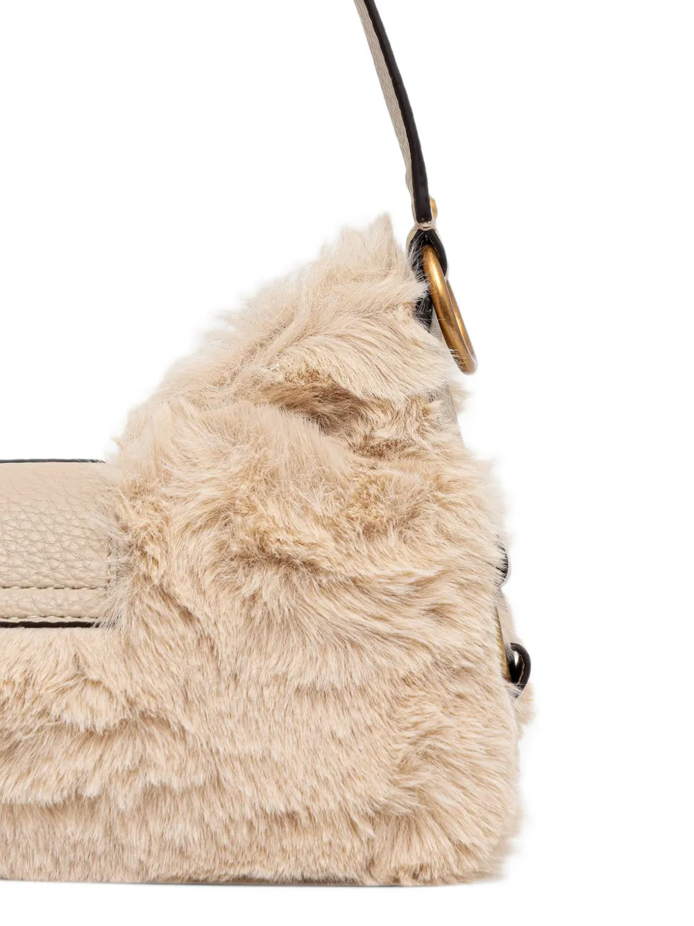 GUESS USA Camden mini faux fur shoulder bag Beige