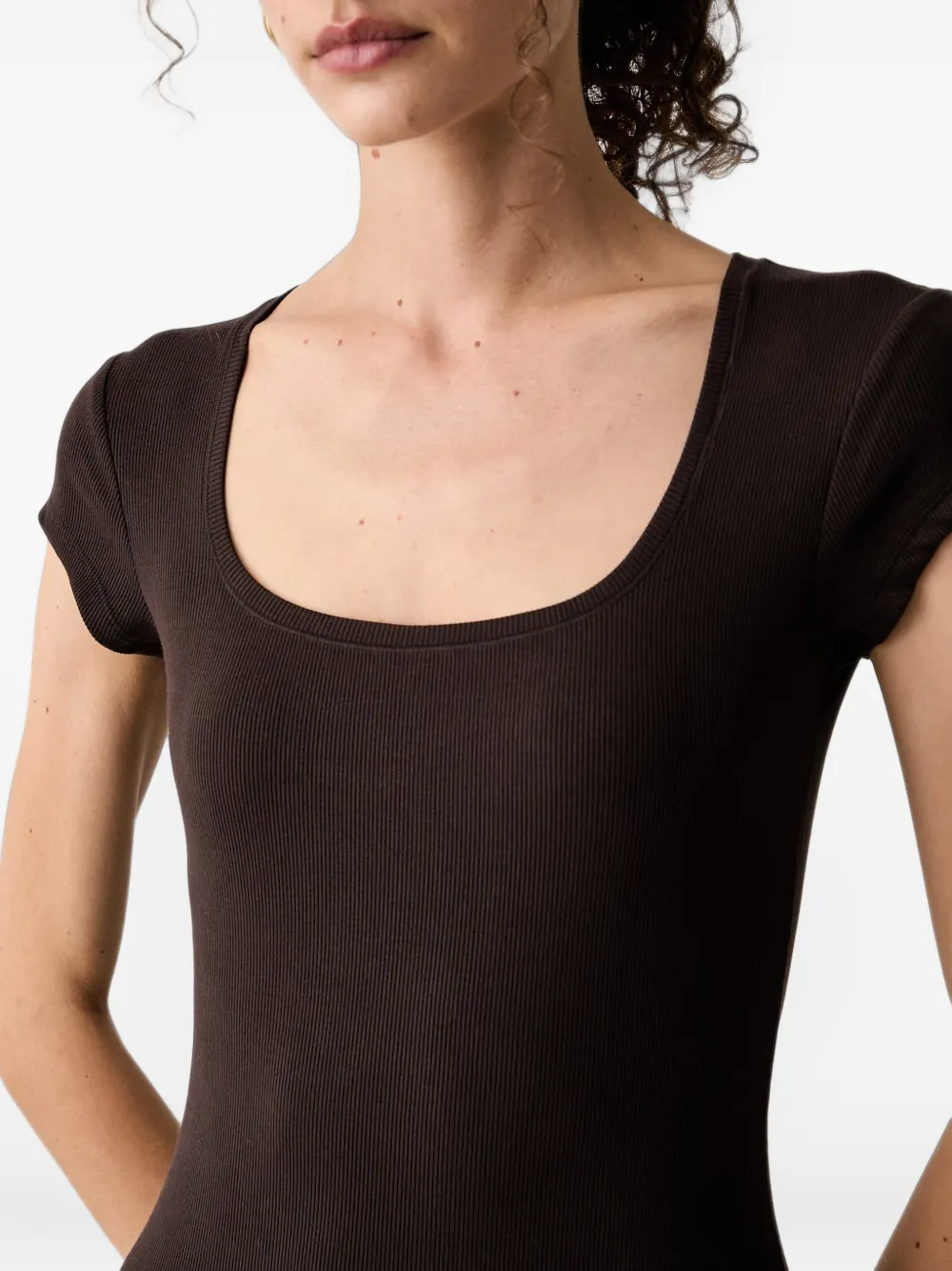 GUESS USA Geribbelde maxi-jurk met kapmouwen Bruin